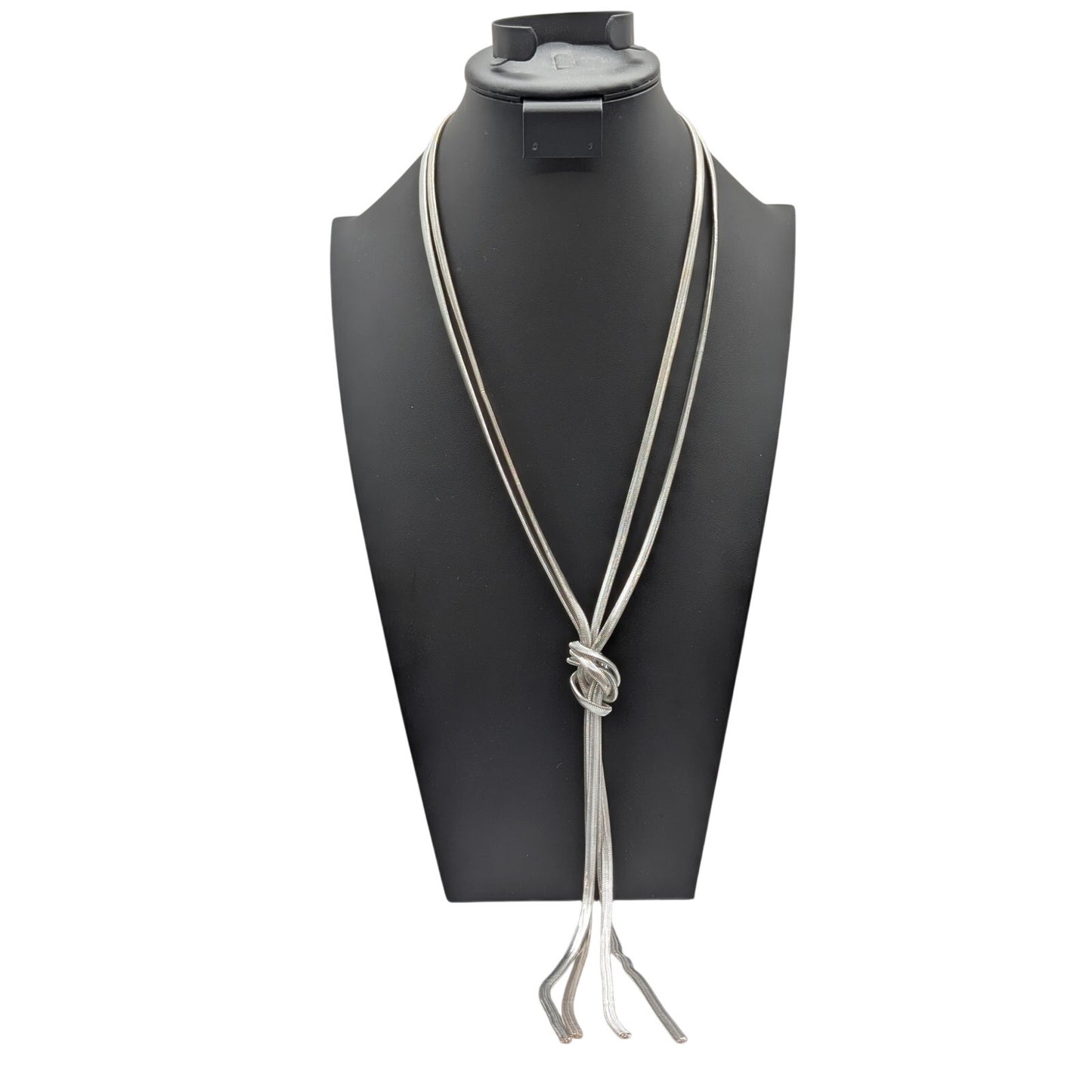 Charming Charlie Long Double Strand Knotted Snake Chain Tassel Necklace