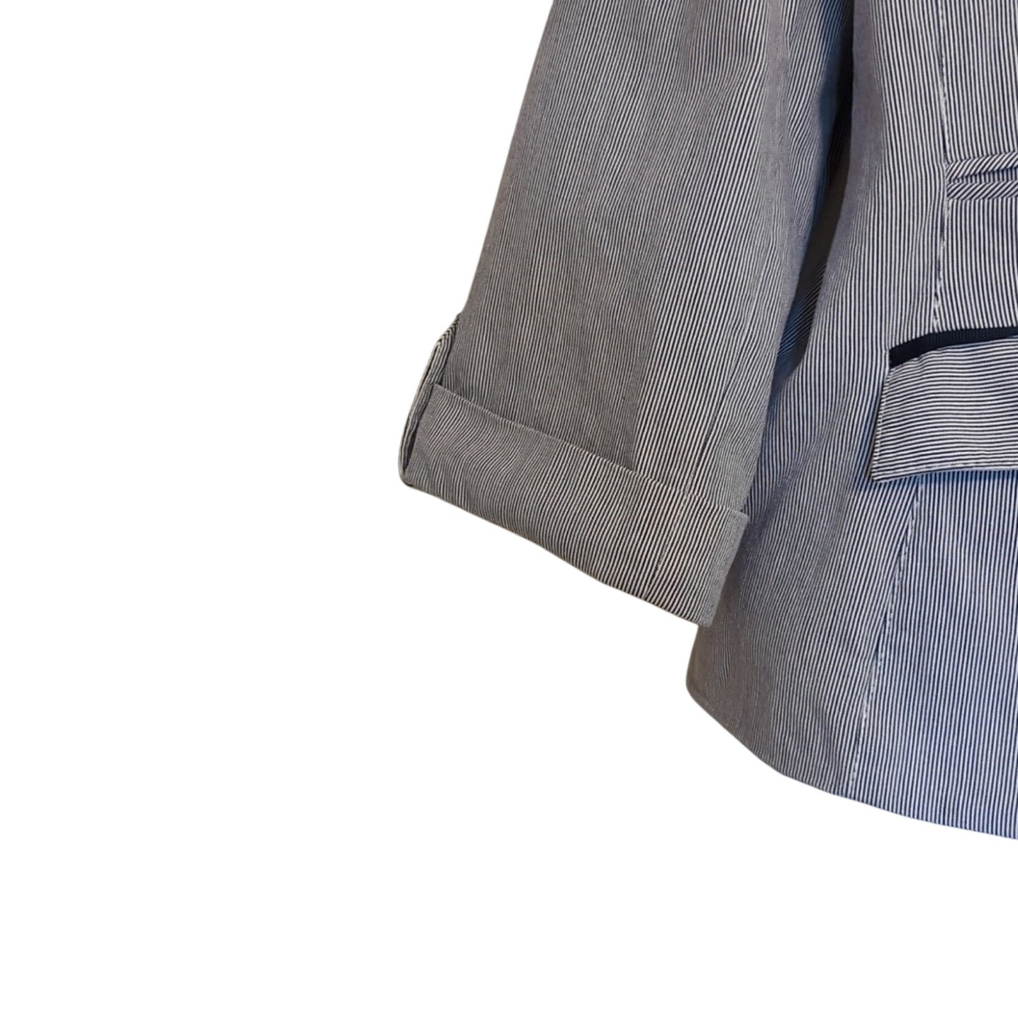 George Womens Blazer Blue Pinstripe Button Lined Notch Lapel Pocket Cotton Sz 16