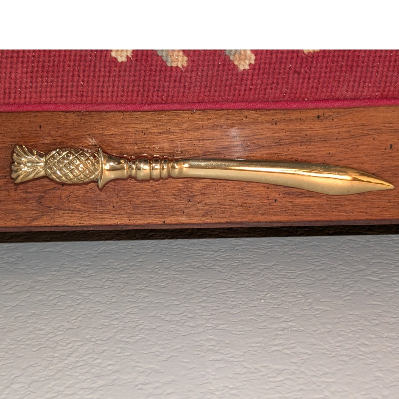 Vintage Solid Brass Pineapple Sword Shaped Blade Letter Opener