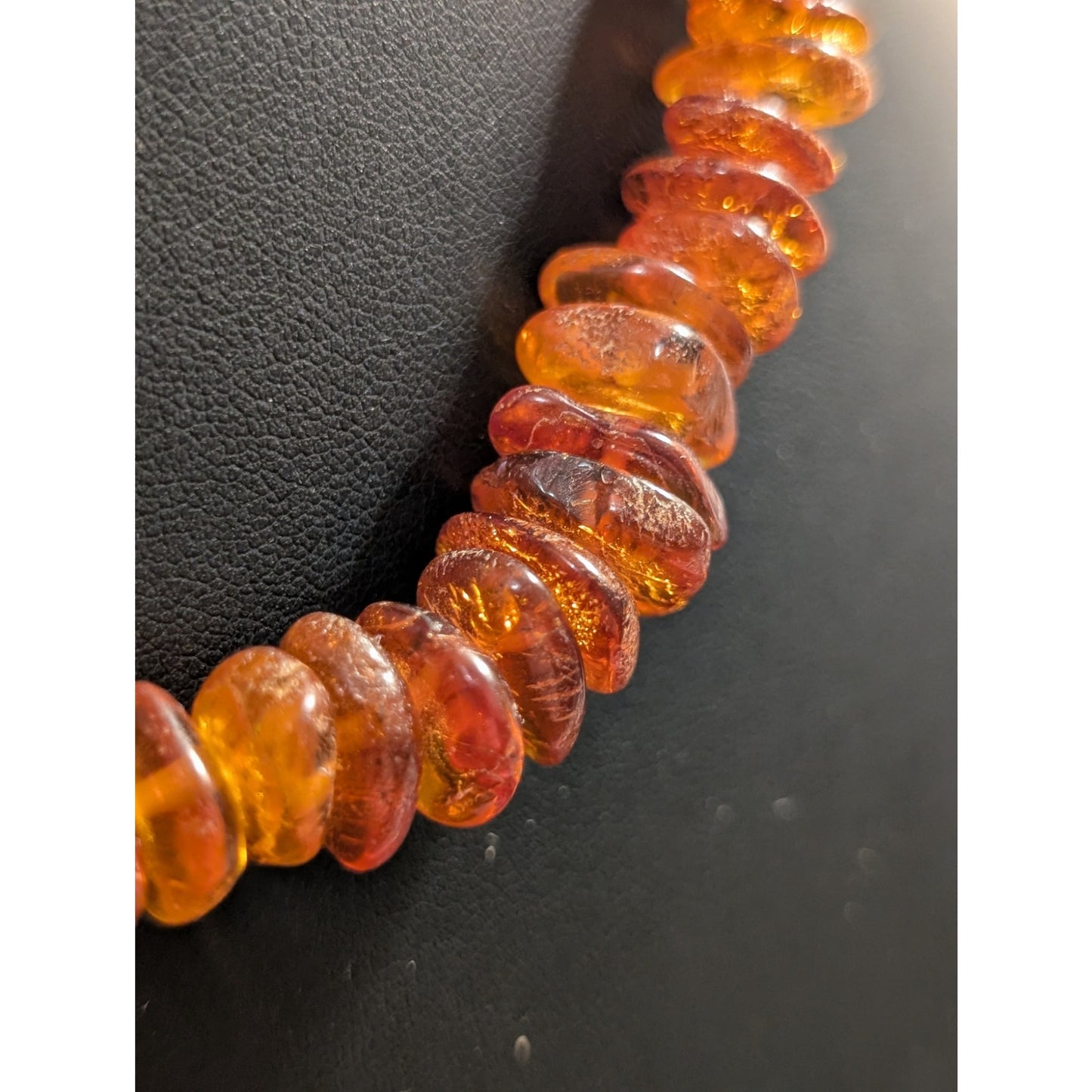Vintage Graduated Amber Nugget Chip 19" Necklace w/ Barrel Clasp
