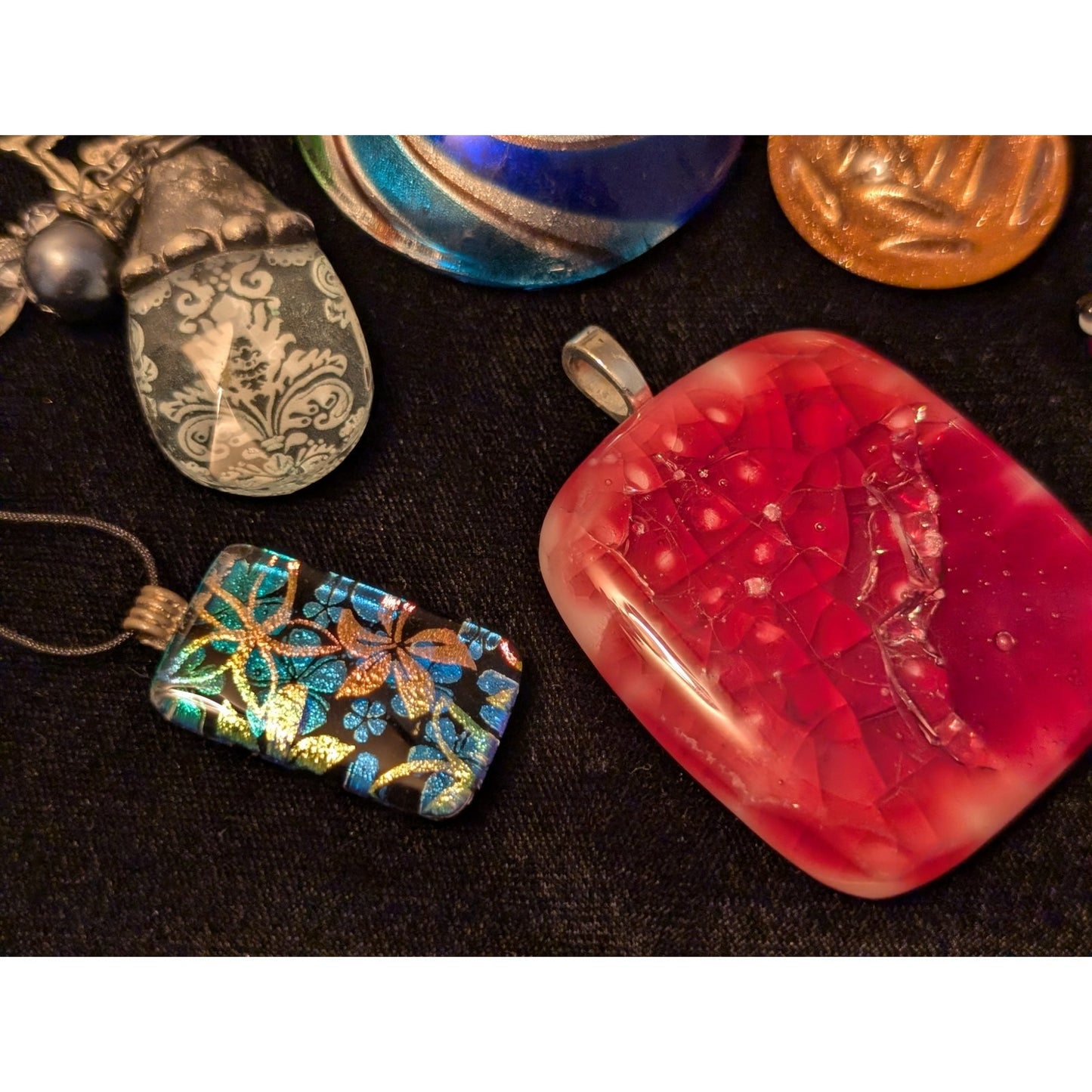 Thirteen Glass & Other Pendants & Ladybug Lot