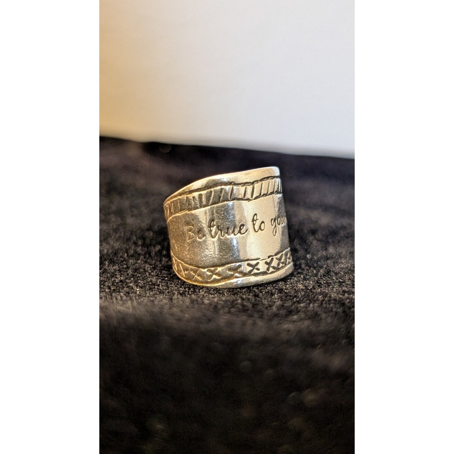 SILPADA 925 Sterling Silver Israel BE TRUE TO YOUR DREAMS Cigar Band Ring Sz 6.5