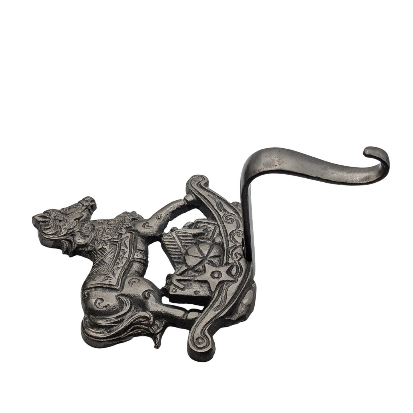 Christmas Heavy Cast Iron Silver Rocking Horse Stocking Hanger