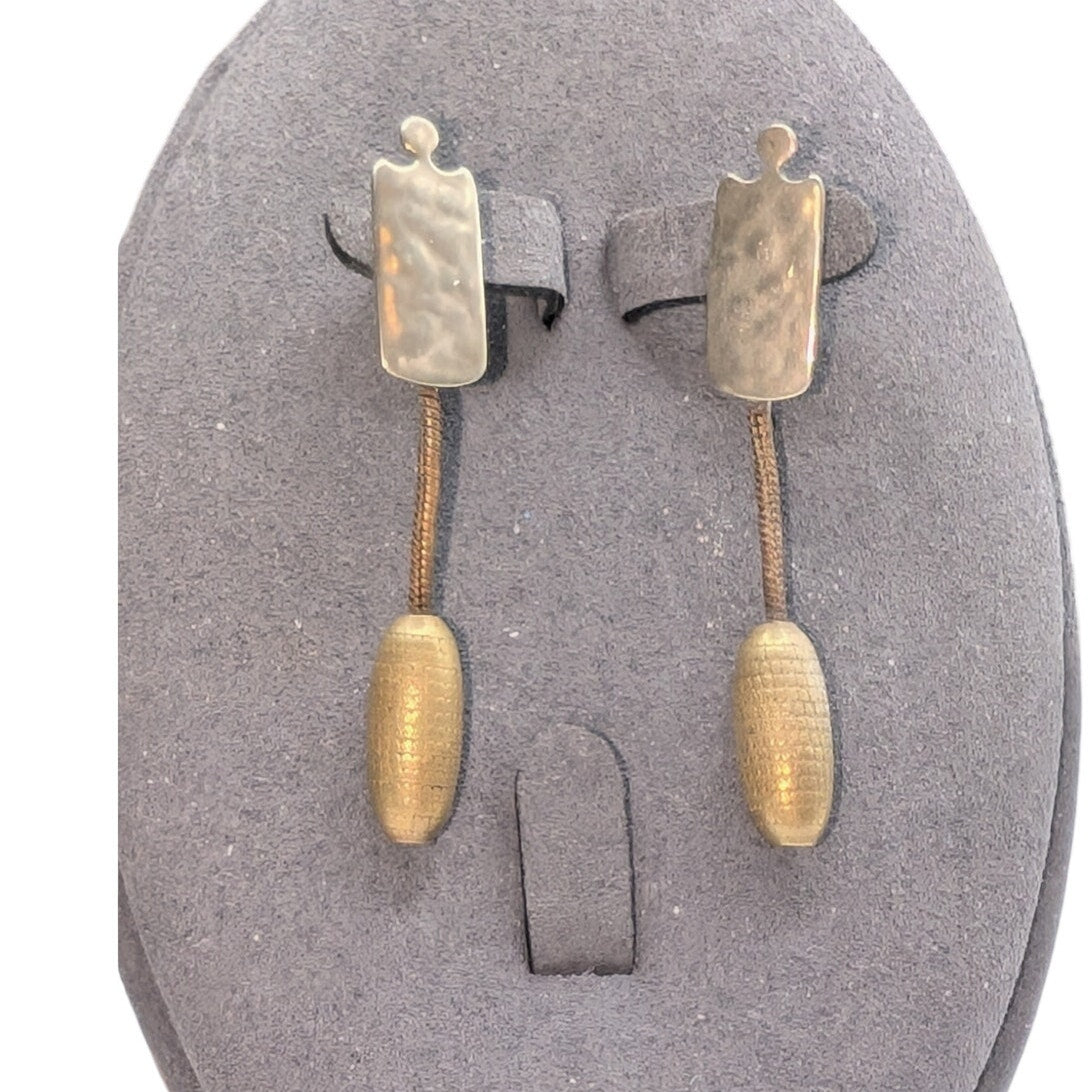 Marjorie Baer San Francisco Brutalist Mixed Metals Industrial Dangle Earrings