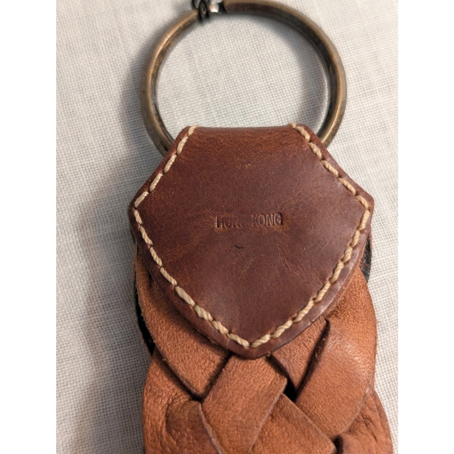 Vintage Fossil Braided Leather Key Chain NWT