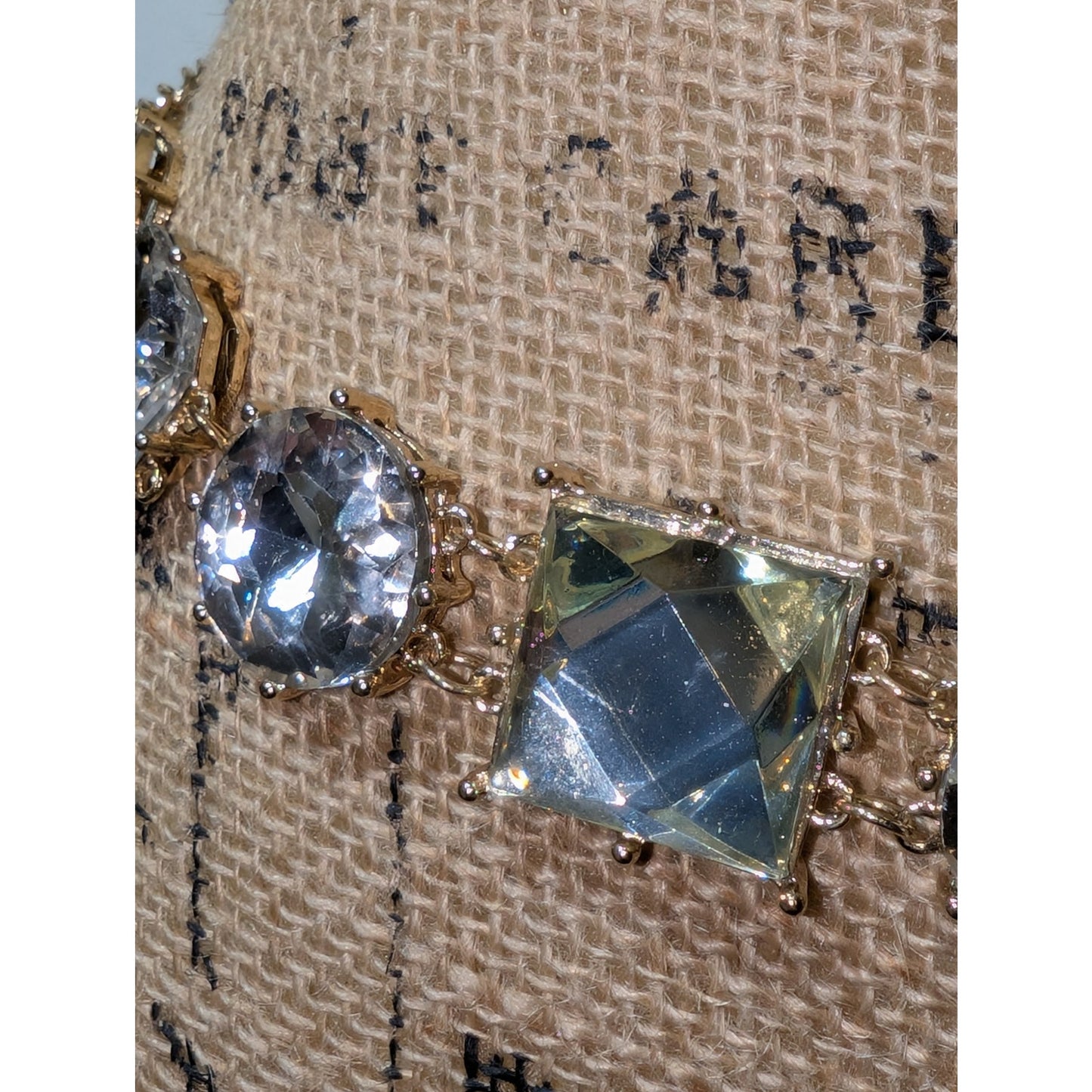 Chunky Gold Tone Large Rhinestone Chain Link Belt 28"-39"