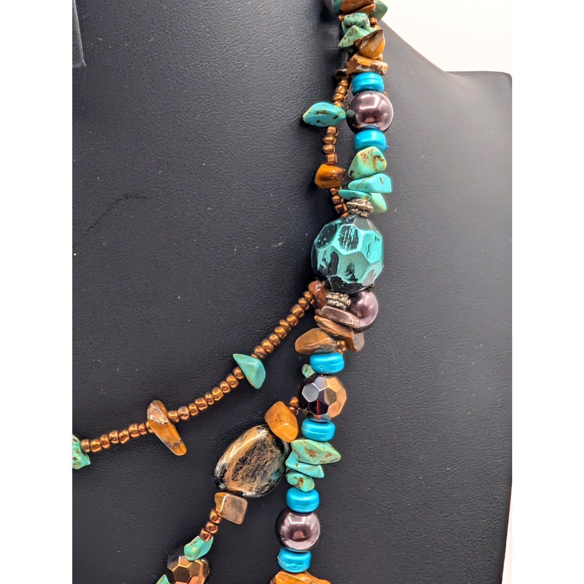 Multi-Strand Boho-Style Southwestern Statement Beaded 15.5"-19" Necklace
