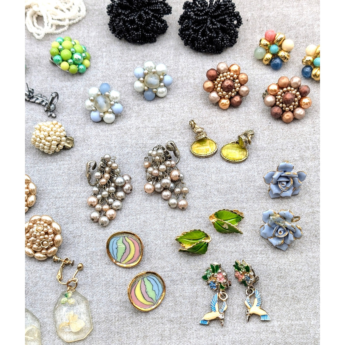 Lot of 27 Pair Vintage Clip On Screw Back Many 'Japan' Earrings