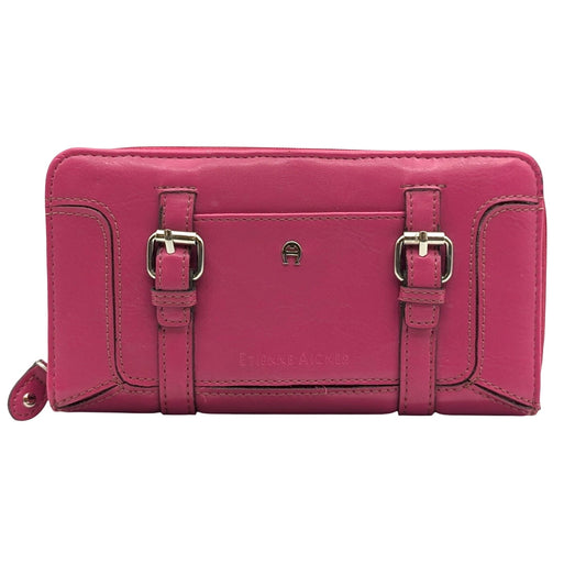 Etienne Aigner Pink Leather Cynthia Style Signature 'A' Organizer Clutch Wallet