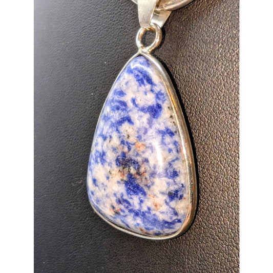 Large Silver Tone Set Sodalite Pendant (Only)
