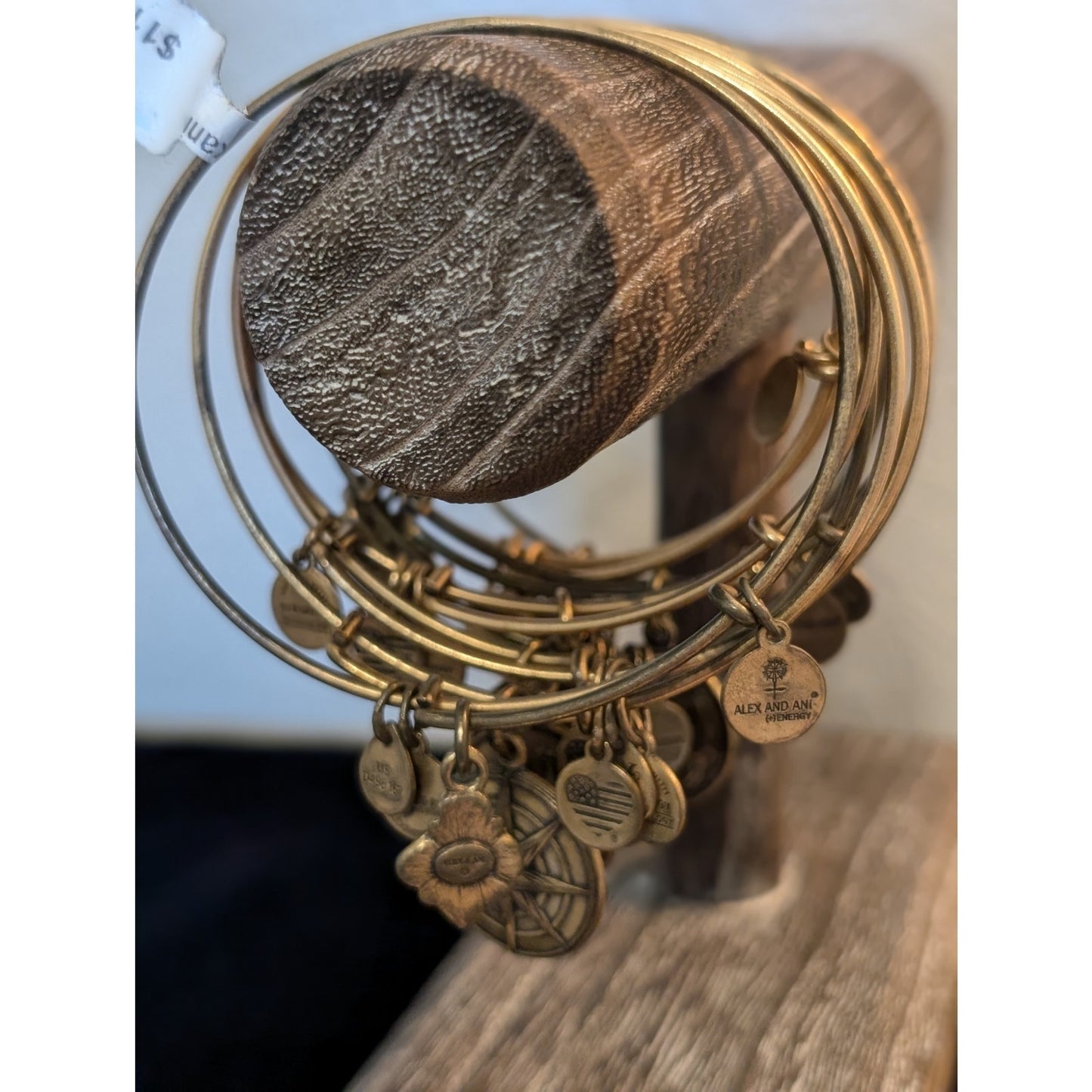 Lot of Ten Alex and Ani Adjustable Wire Charm Bracelets Bronze & Gold Tone