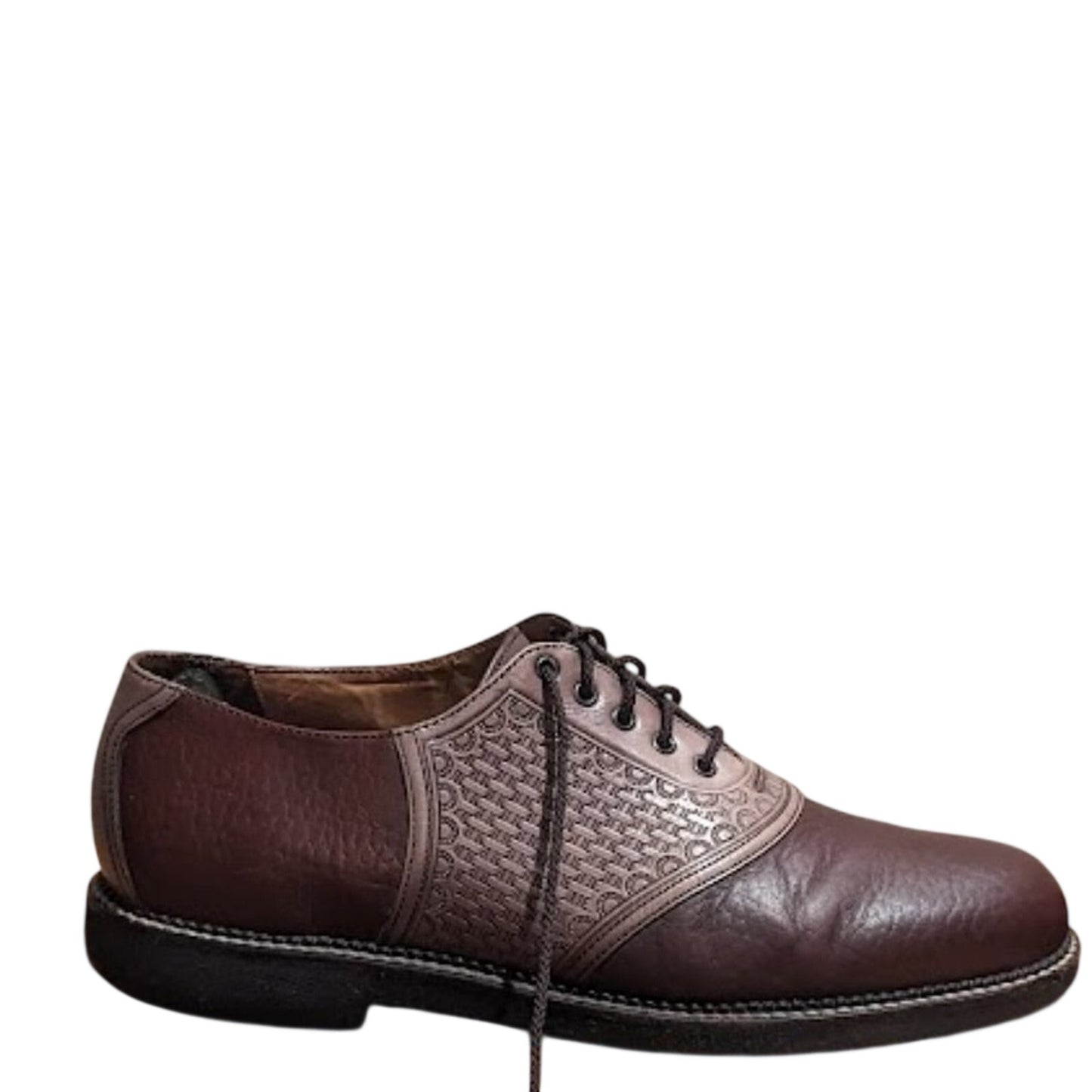 H.S. TRASK Men's Size 12N Two Toned Brown Leather Lace Up Saddle Oxford Shoe