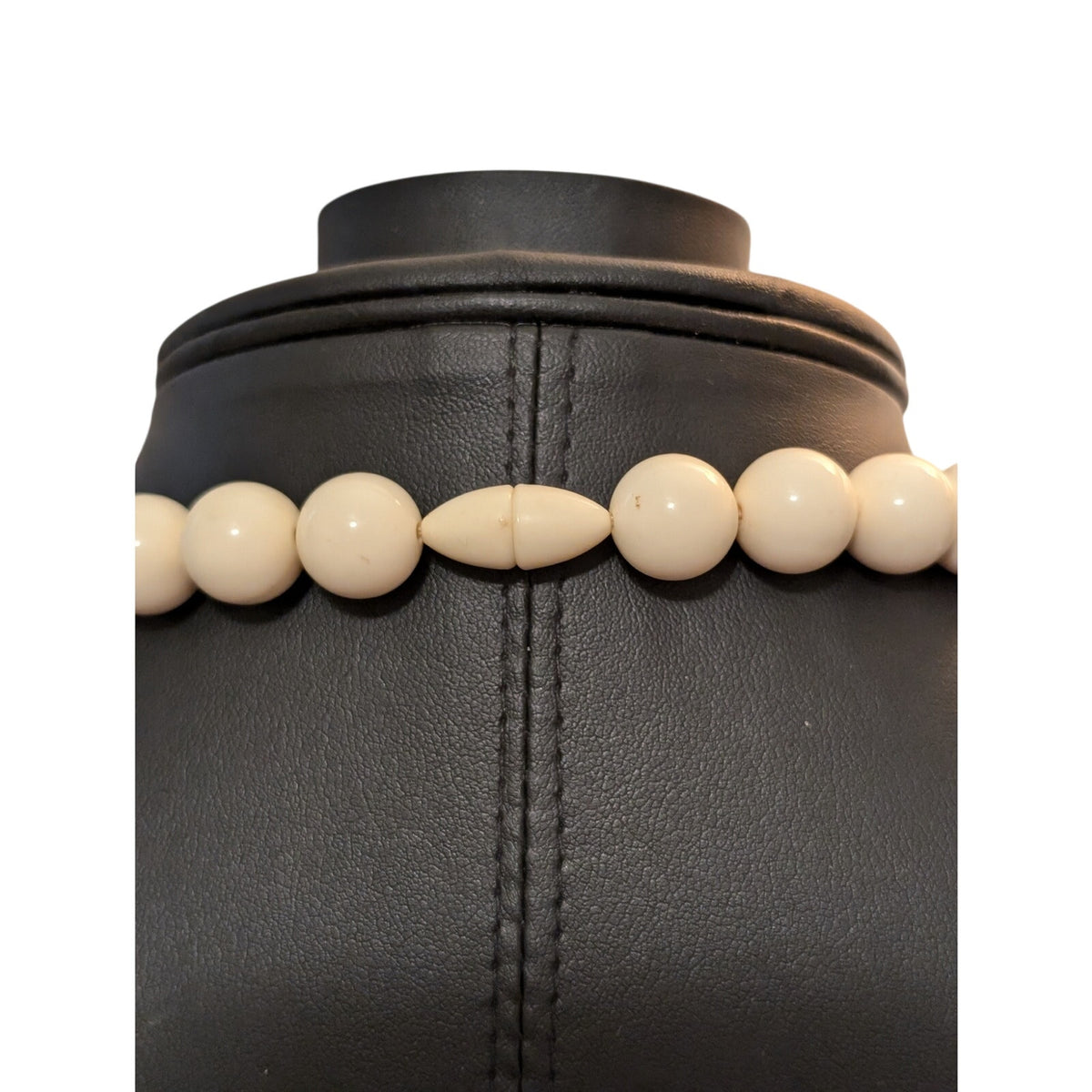 Vintage Avon Ivory Mushroom Taupe Acrylic Beaded 29" Necklace