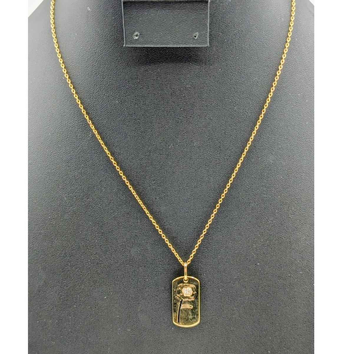 925 Sterling Vermeil Peony Flower Pendant Chain 16"-18" Necklace