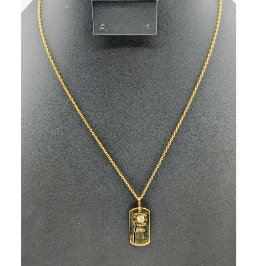 925 Sterling Vermeil Peony Flower Pendant Chain 16"-18" Necklace