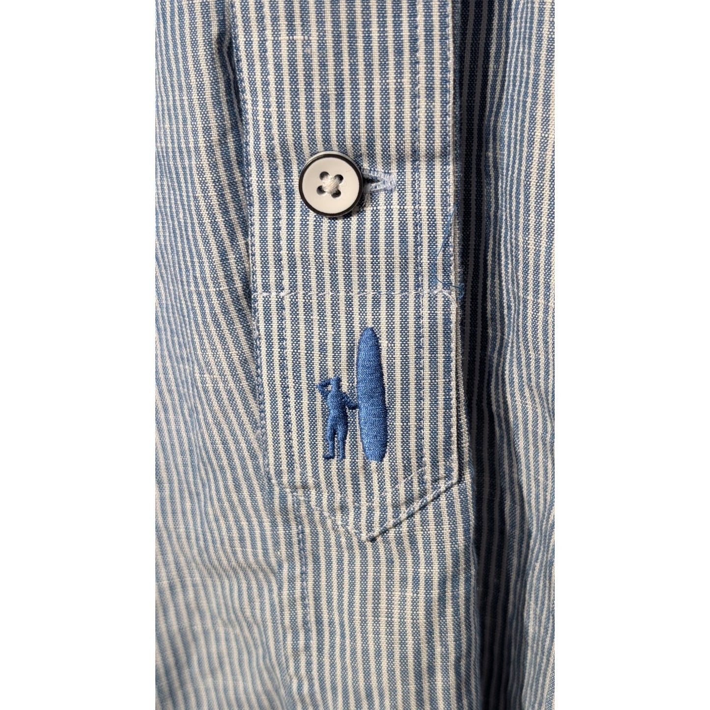 Johnnie-O Hangin Out Blue Stripe Long Sleeve Button Front 100% Cotton Shirt Sz M