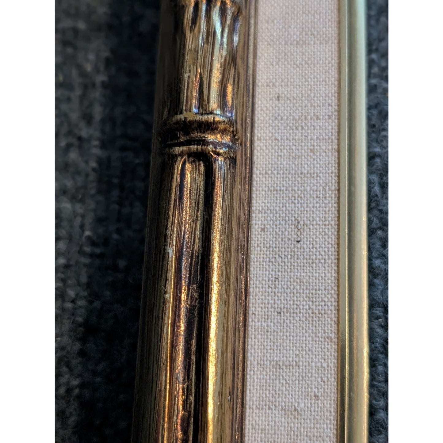Vintage Gilt Bamboo Look Wood Frame W/ Canvas Border 8 X 10