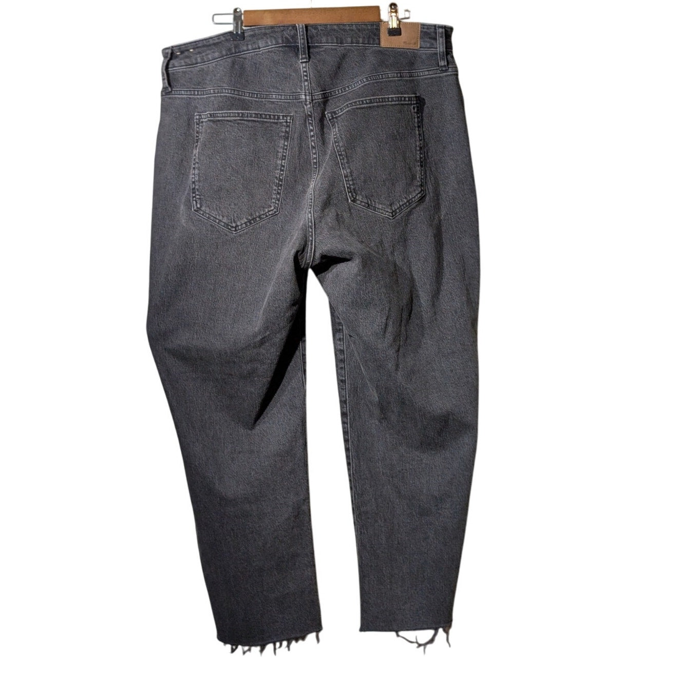 Madewell Curvy Perfect Vintage Straight Faded Black/Charcoal Frayed Hem Jean 18W