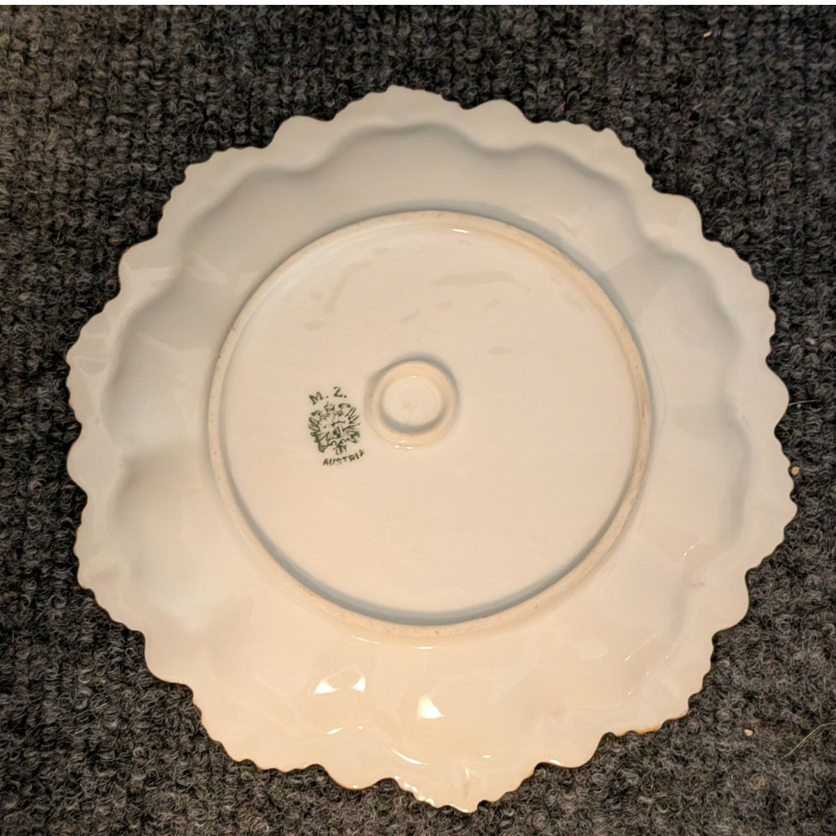 Vtg M.Z. Made in Austria Fancy Edge Hand-Painted Yellow Flower 6" Plate Signed
