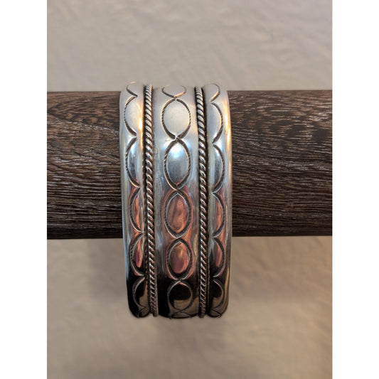 Vintage Native American Style 925 Sterling Silver 1" Wide Cuff Bracelet