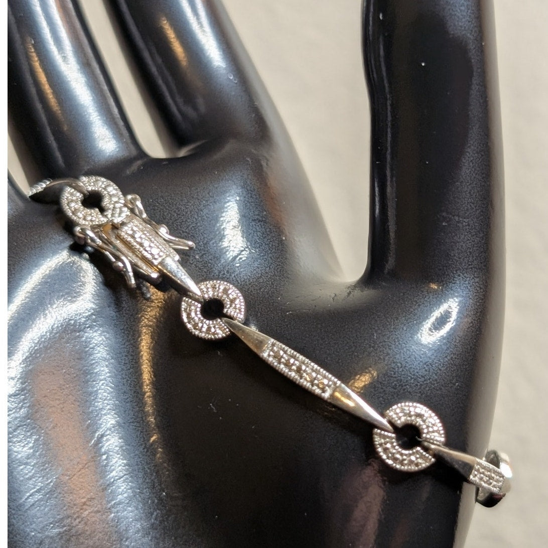 Silver Tone Circle Bar RL Tennis Bracelet