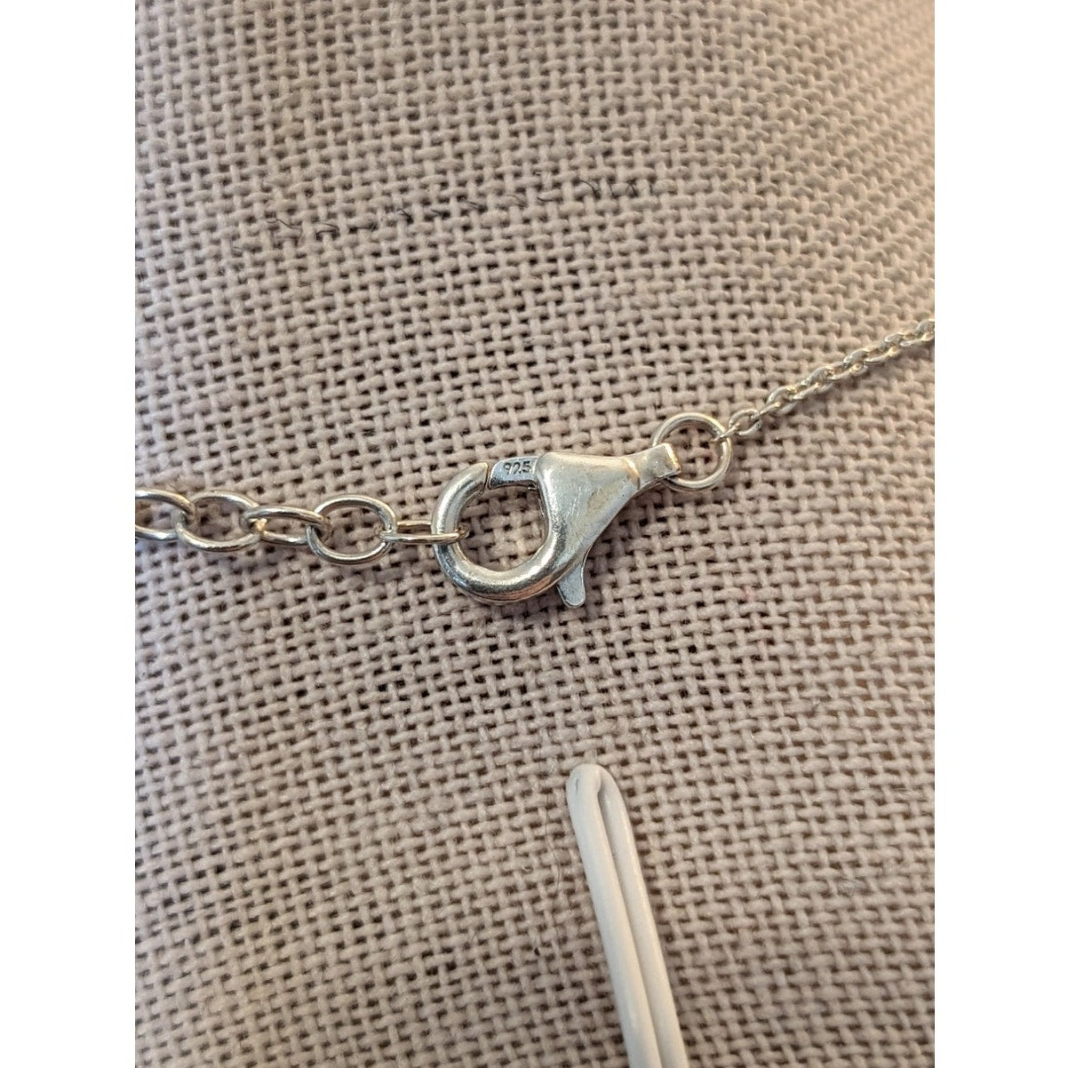 Marked 925 Sterling Bezel Set Crystal on 925 Sterling Lobster Claw Clasp Chain