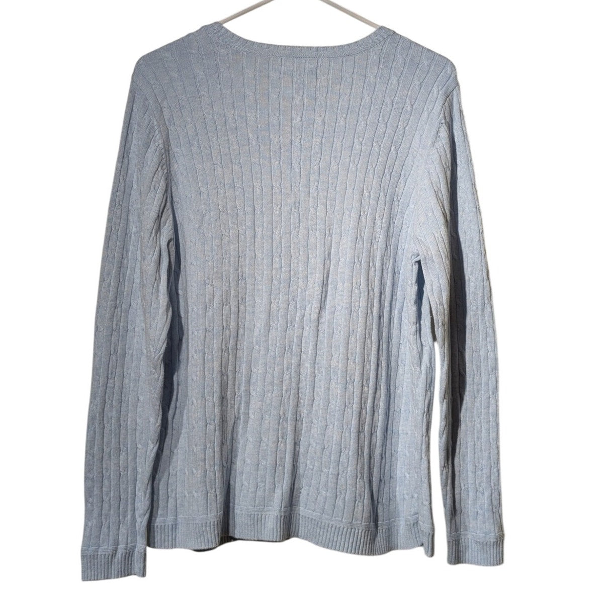 Croft & Barrow Light Blue Cable Crew Neck Pull Over Long Sleeve Sweater Sz XL