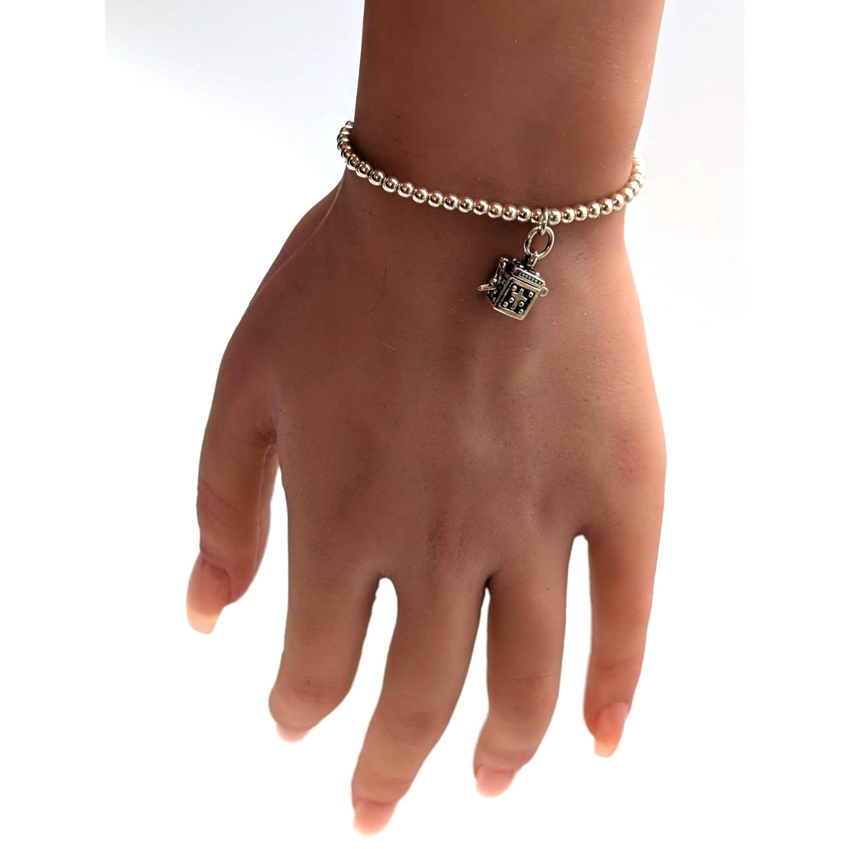 SILPADA 925 Sterling Silver Beaded Stretch Prayer Box Charm Bracelet