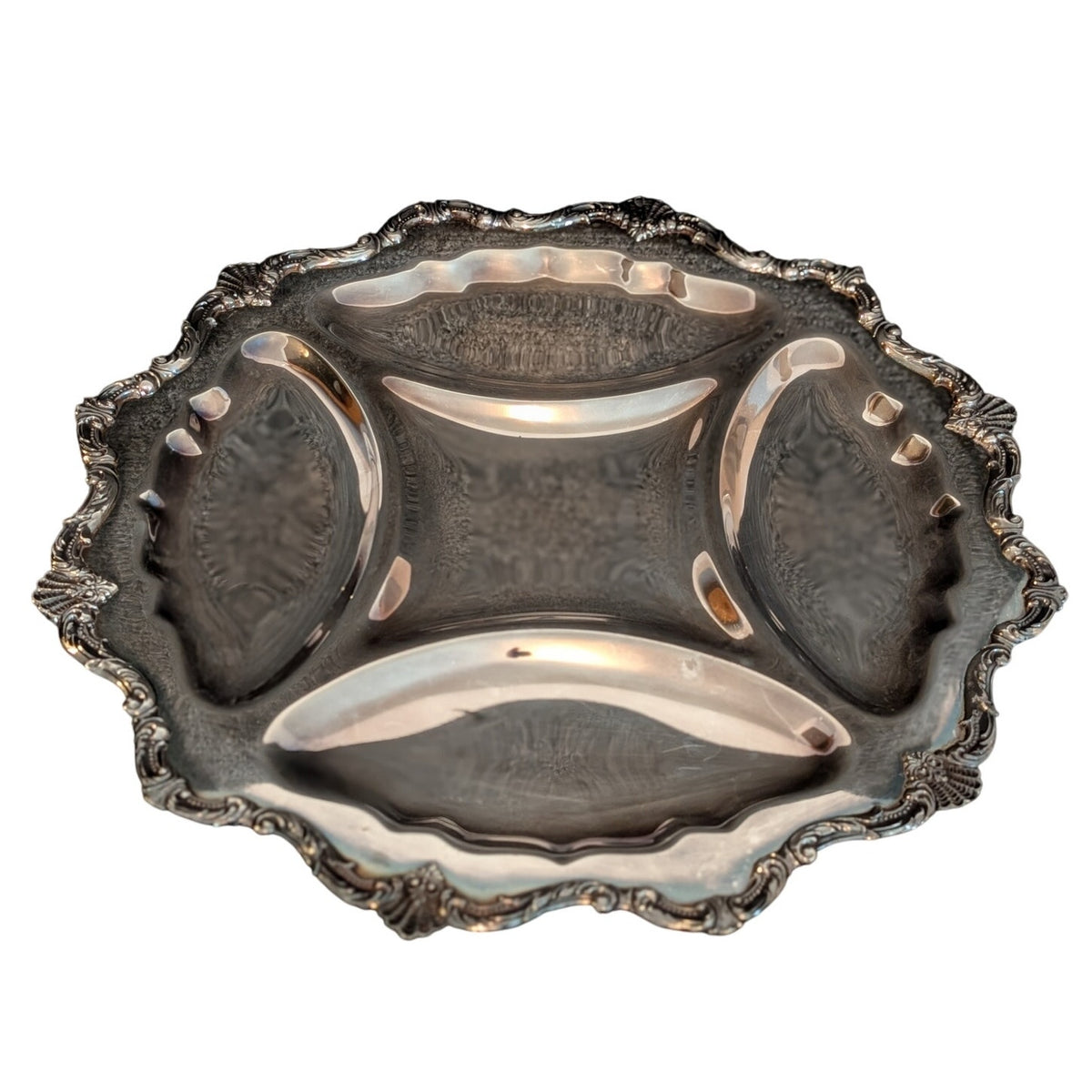 Vintage Wallace Silver Plate 5 Part Relish 16" Round Serving Tray