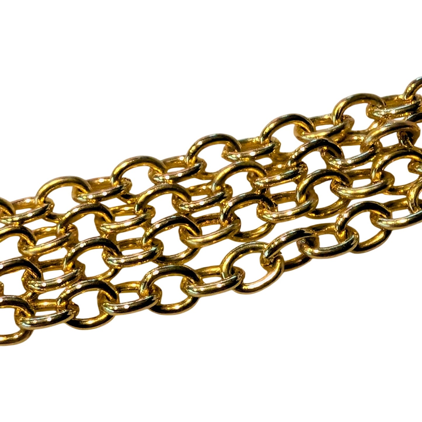 Multi-Strand Goldtone Chain Link Rootbeer Acrylic Ball Bead Chain Belt 30"-35.5"