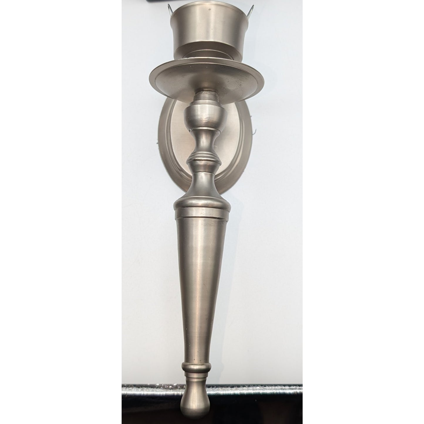 Vintage Heavy Brushed Silver Tone Wall Sconce Candle Holder W/ Removable Clips