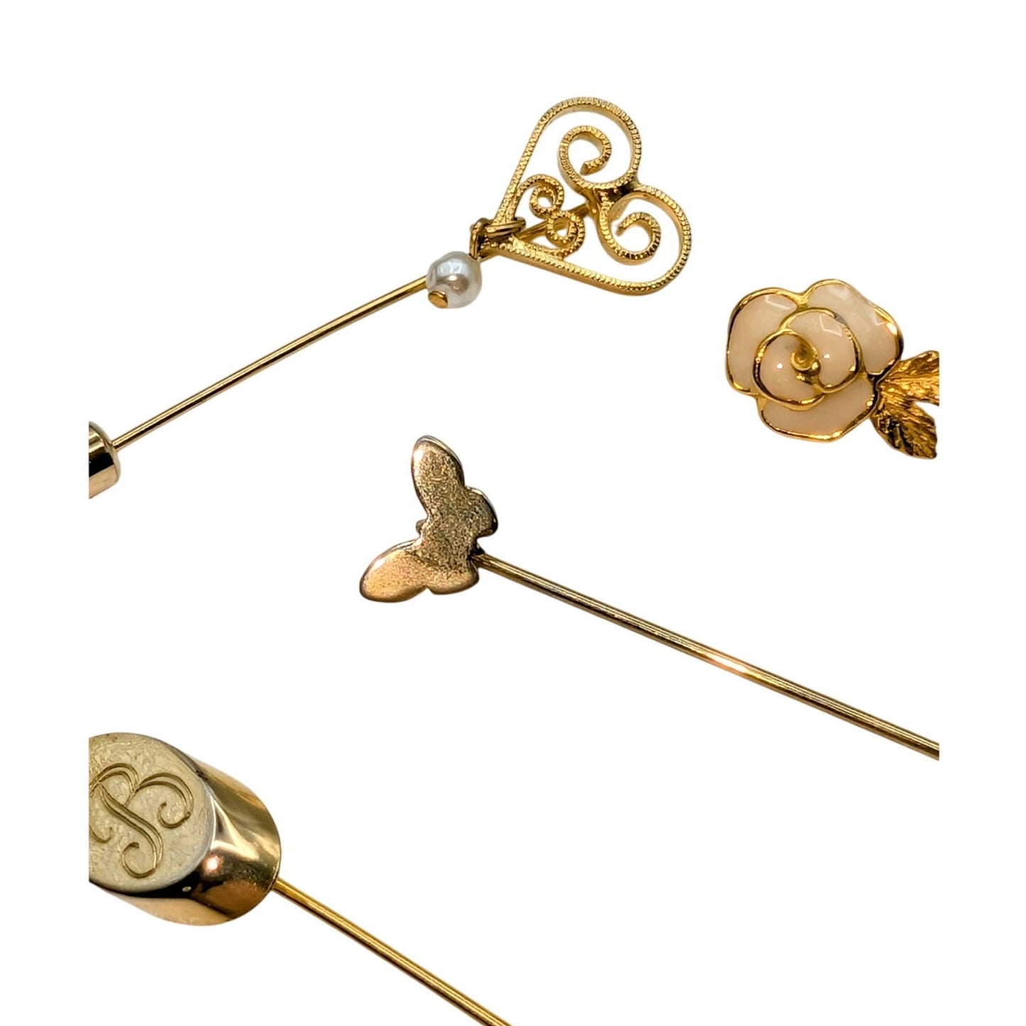 Vintage Four Gold Tone Stick Pins