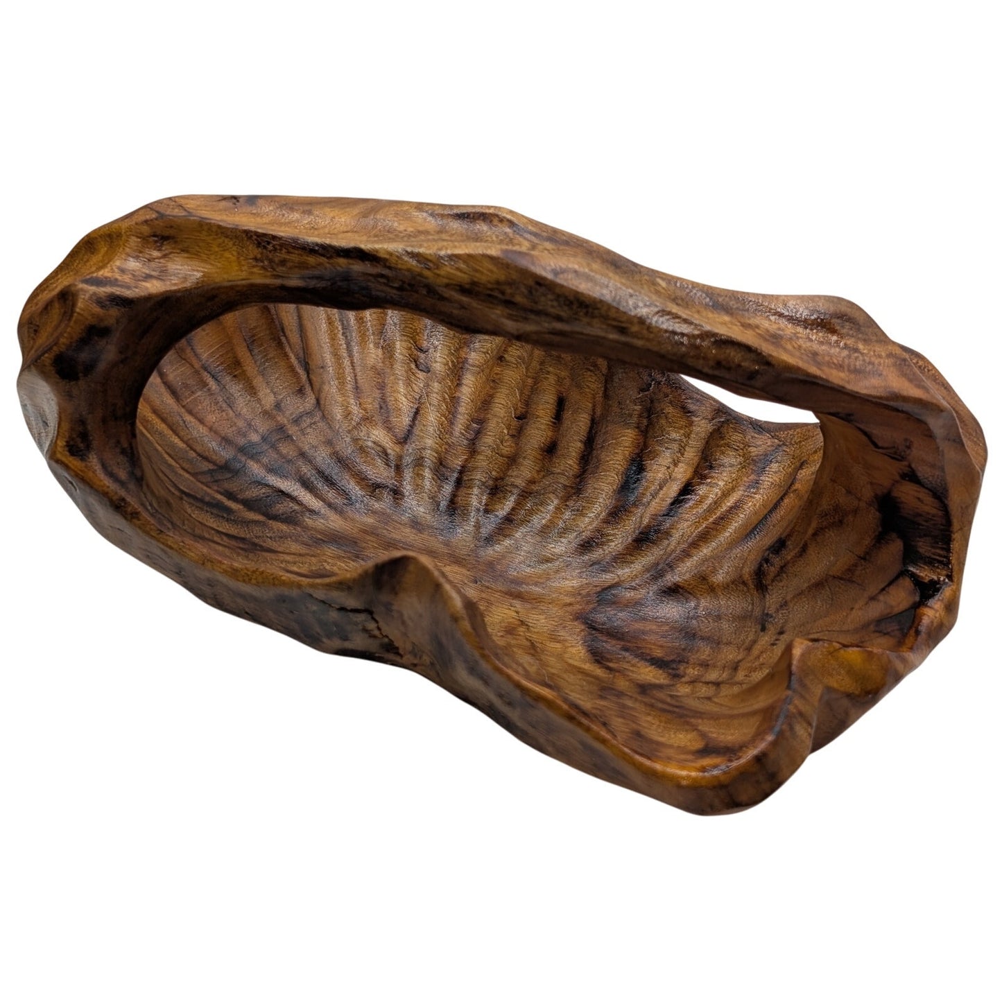 Artisan Hand Carved Burl Wooden Basket/Bowl/Trinket Dish