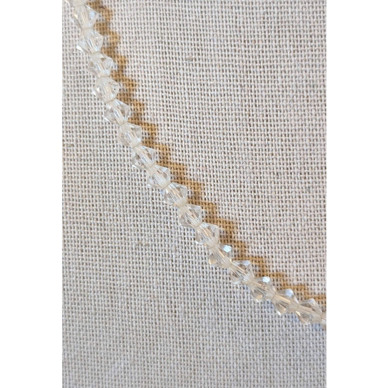 Vintage Crystal 5mm Bicone Bead Single Strand Fish Hook Clasp 18" Necklace