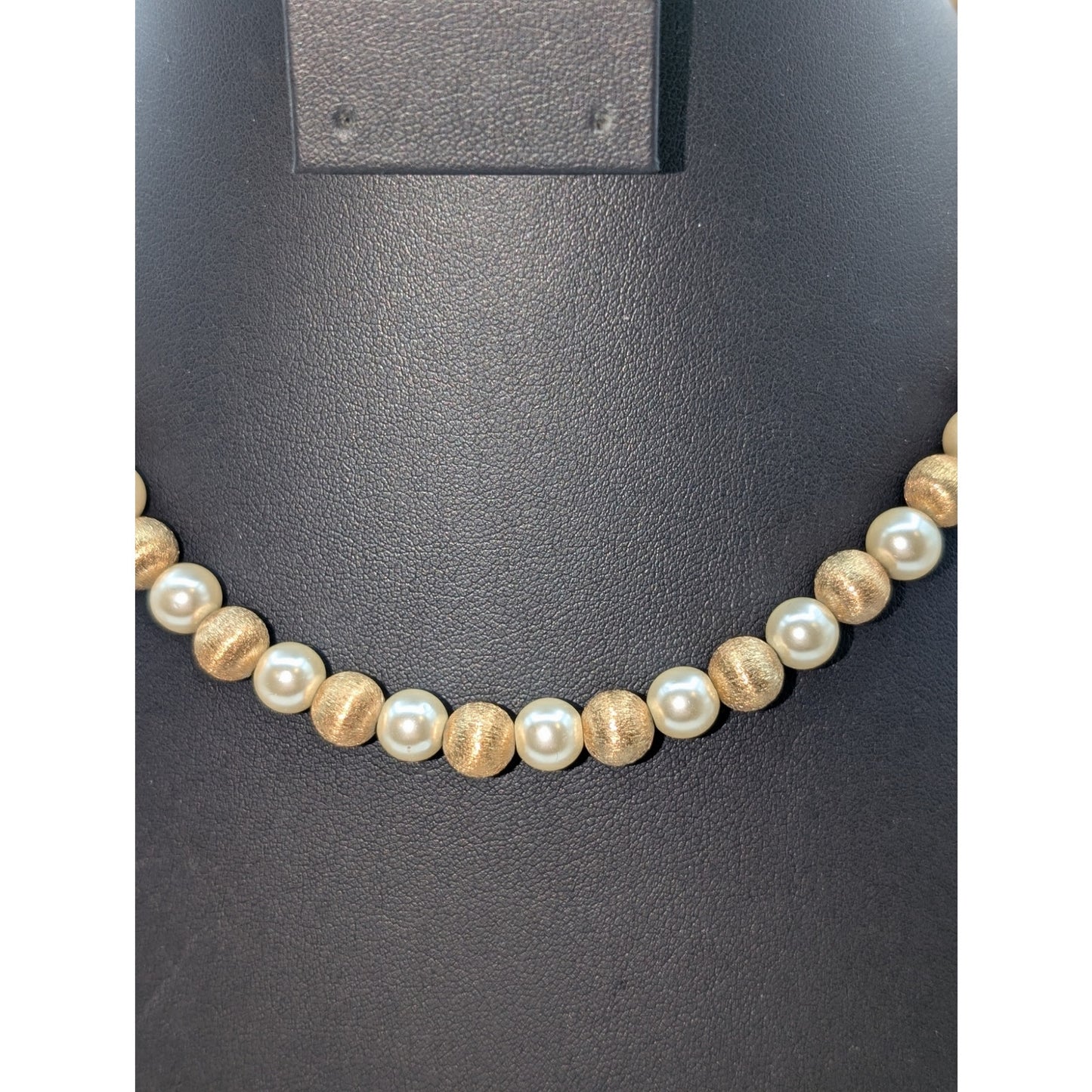 Lot of 4 Vtg Gold Tone Faux Pearl Fancy Chain Napier 1928 & Unbranded Necklaces