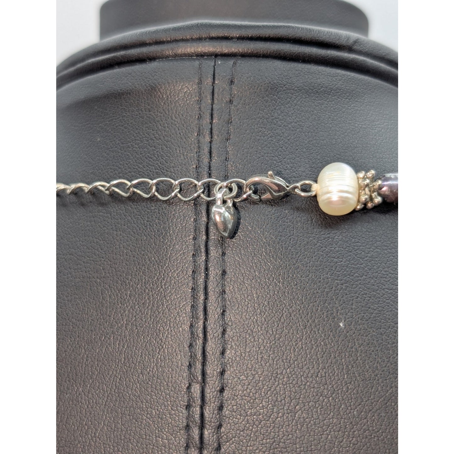 Multi-Color Pearl Silver Tone Beaded 14.5"-16.5" Choker Necklace
