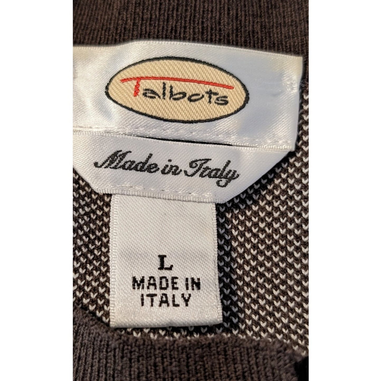 Talbot's Made in Italy Brown 'Tweed' Cotton Blend Sweater Blazer Womens Sz L