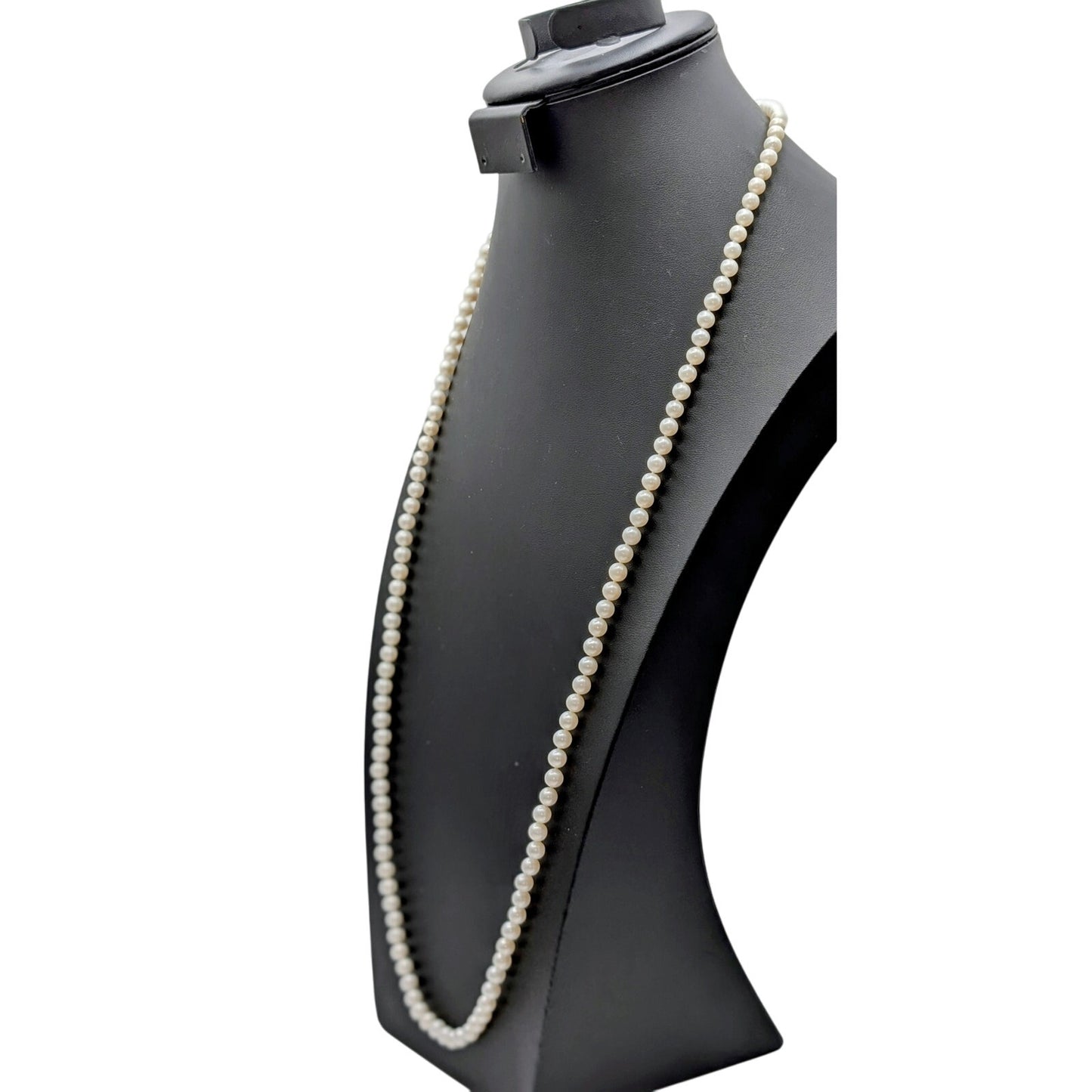 Vtg Marked 925 Sterling Approx. 12mm Genuine Pearl Hand Knotted 36" Necklace