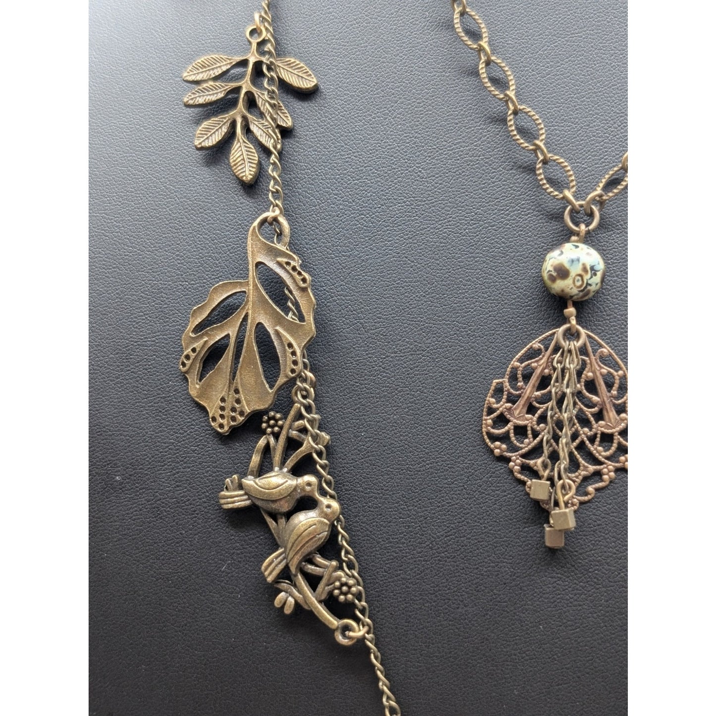 Jet'aime VTG Brass Necklace & Made to Look Antique Filigree Pendant Necklace Lot