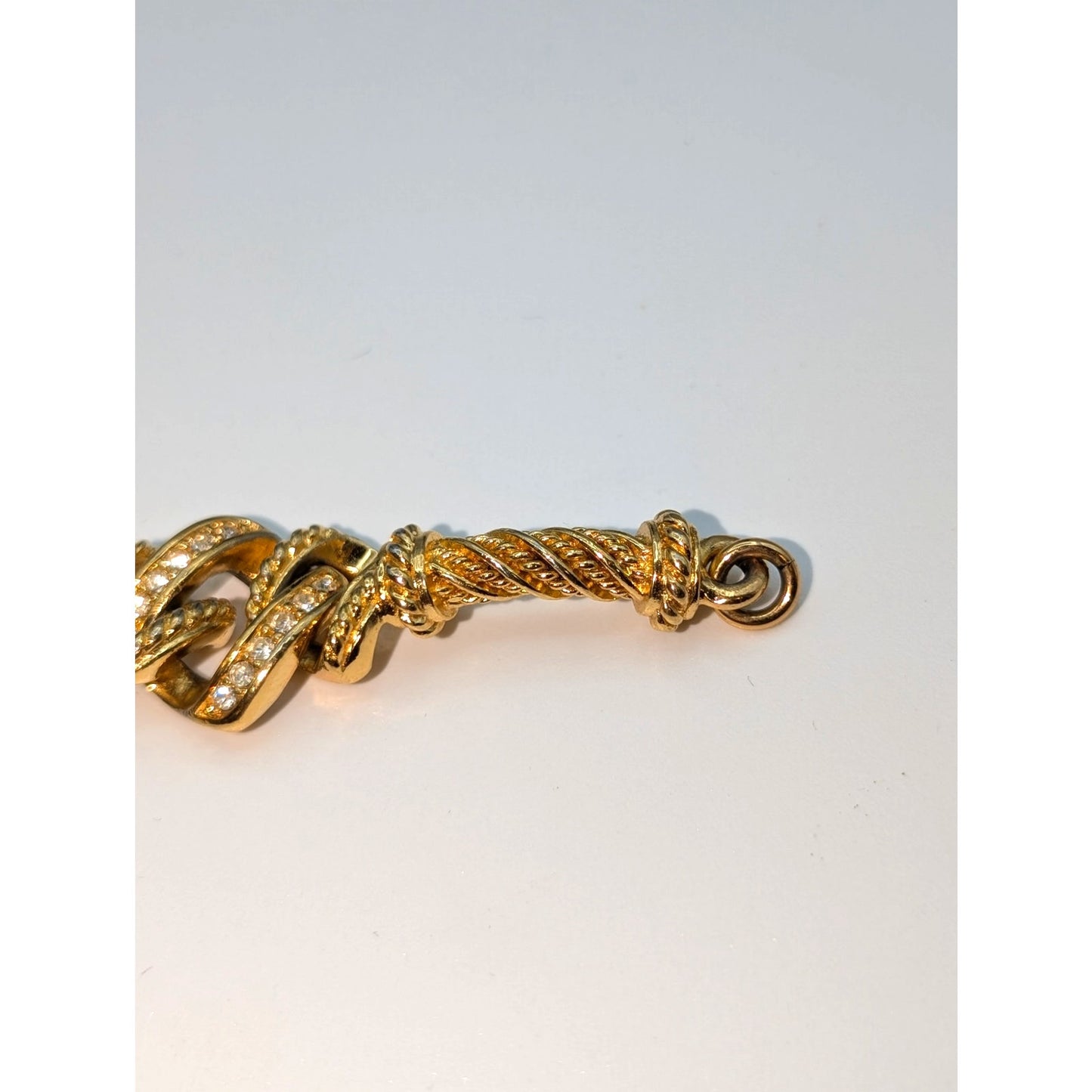 Christian Dior Vintage Gold Plated Twisted Link Crystal Accent Chain Bracelet