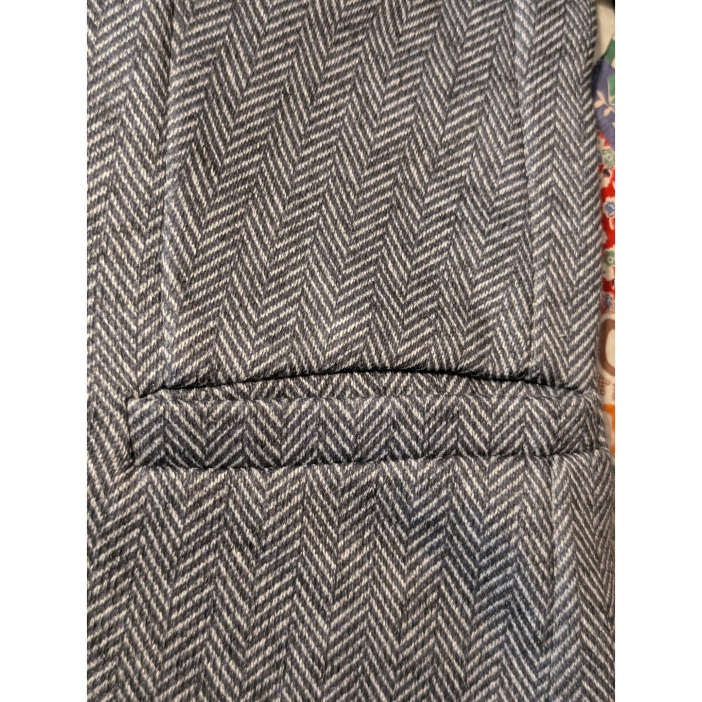 Lands' End Gray Chevron-Herringbone Fleece-Lined One Button Blazer Womens Sz 2X