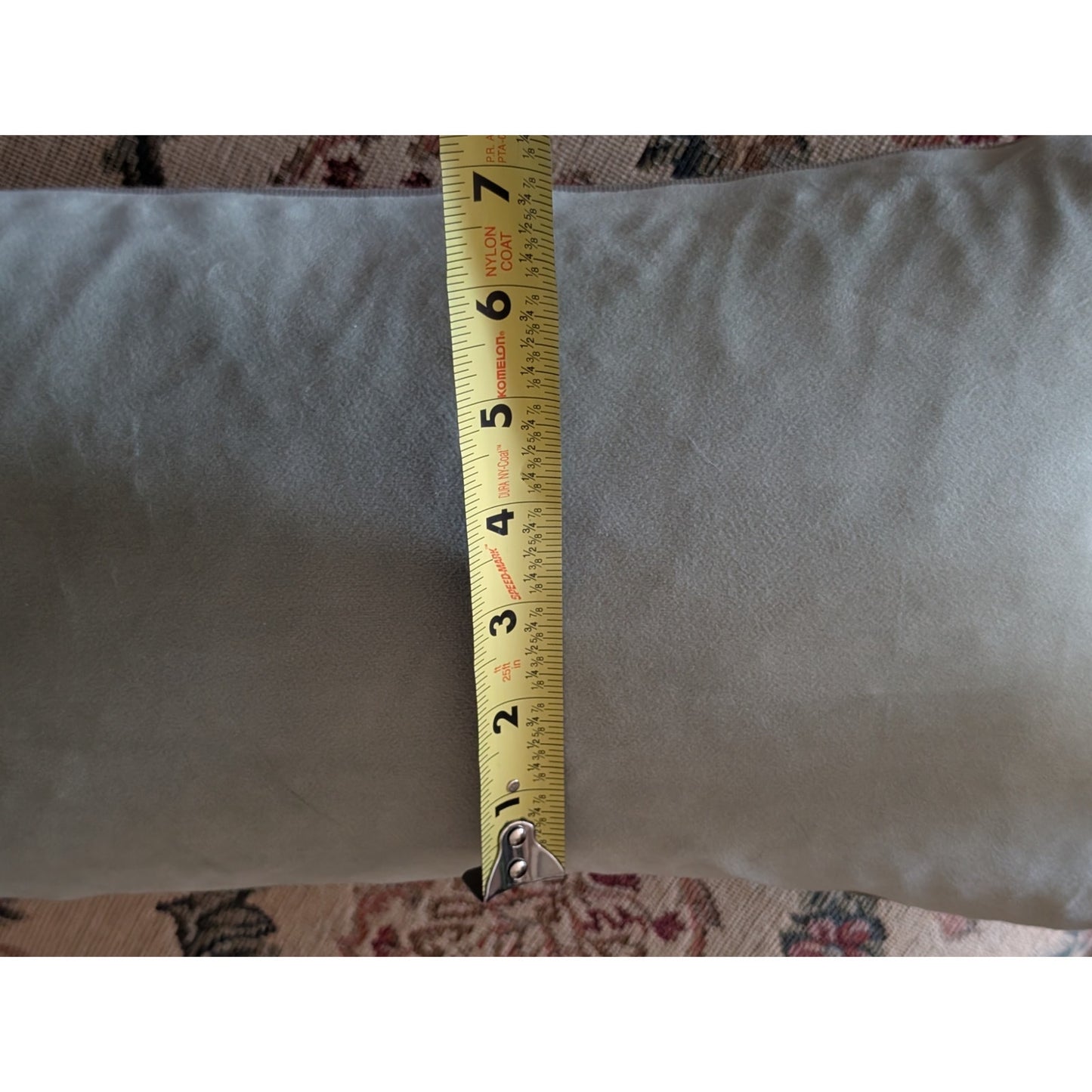 Lt Celadon Gray Trim Chamois Like Cloth Zippered Duck Feather Insert Pillow