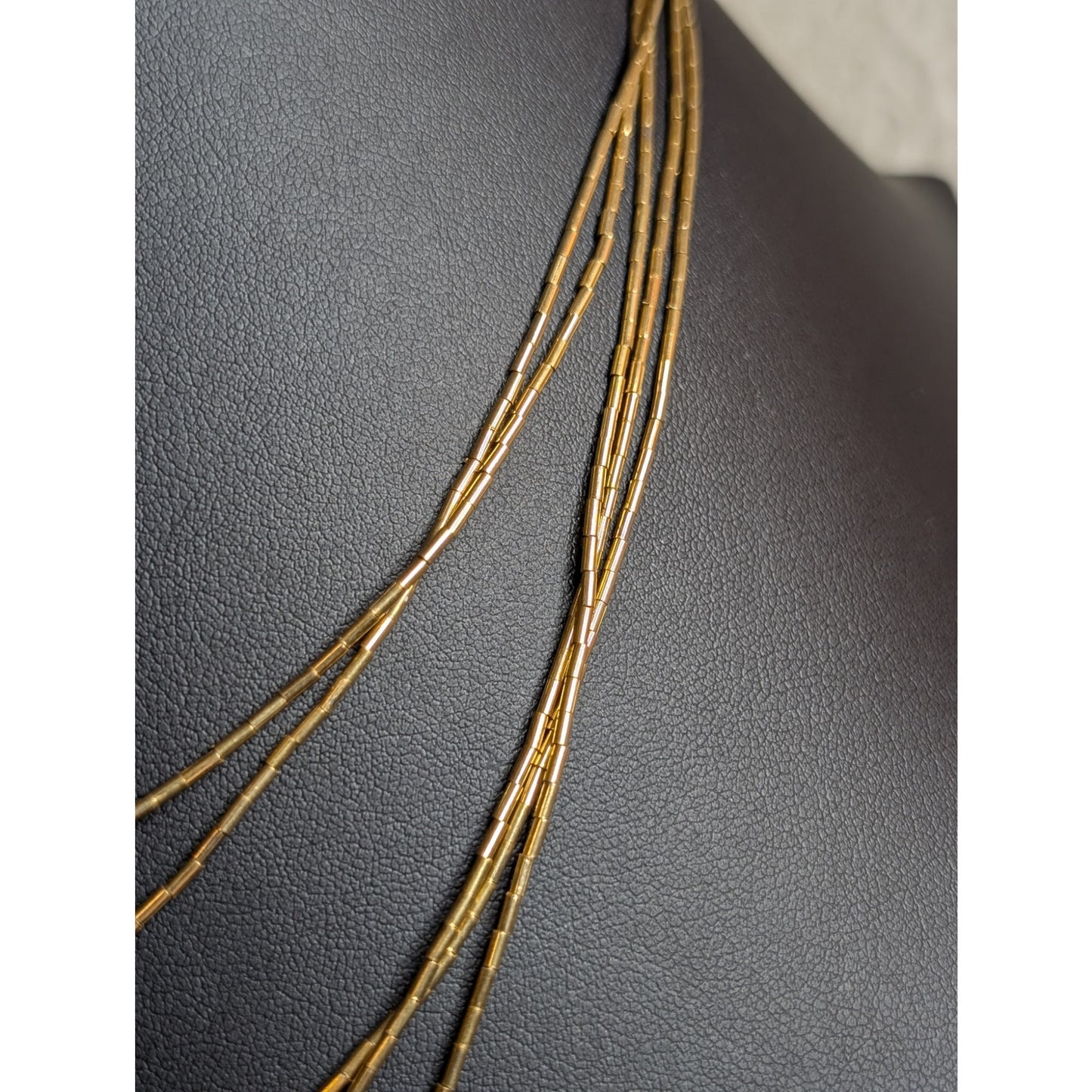 Vintage Five Strand Liquid Gold Filled Bead 18" Necklace
