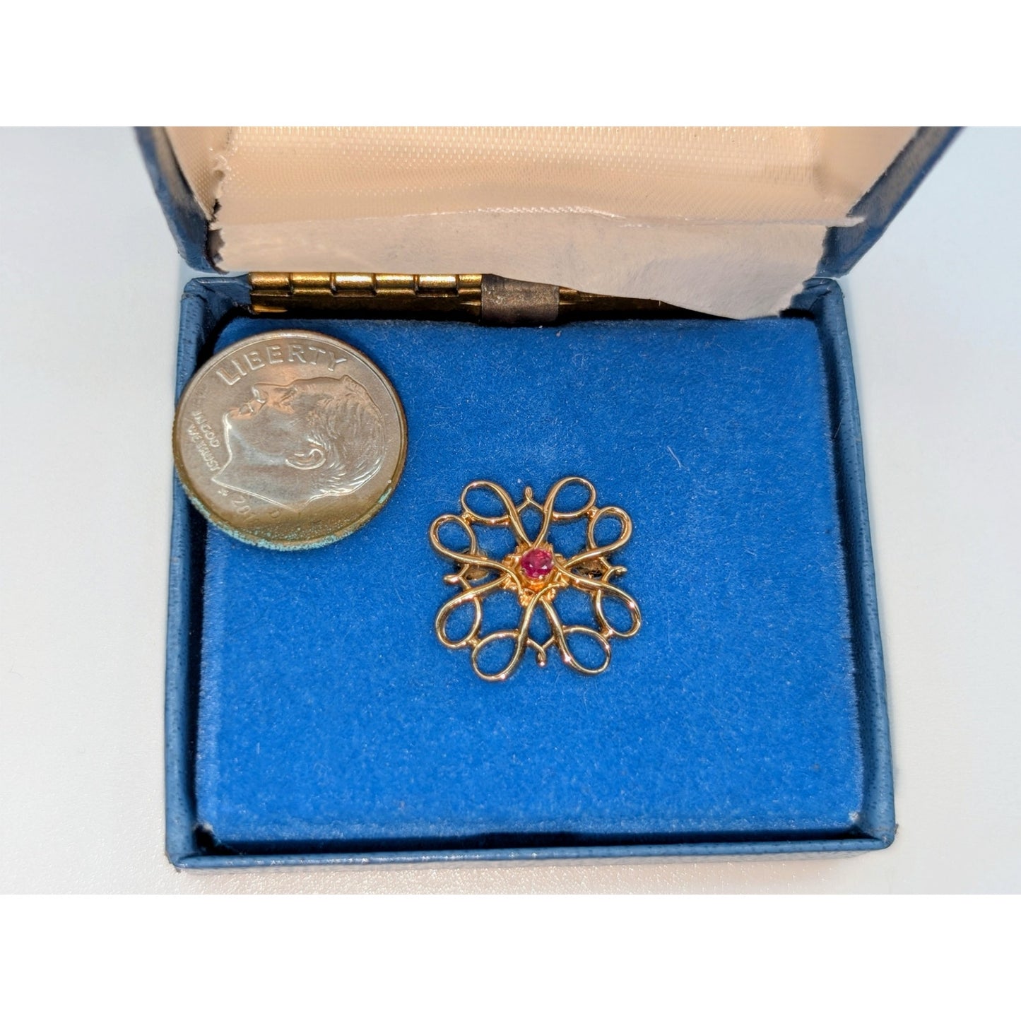 Vintage Avon Ruby Service Award 10K Gold Filled Pin in Original Box