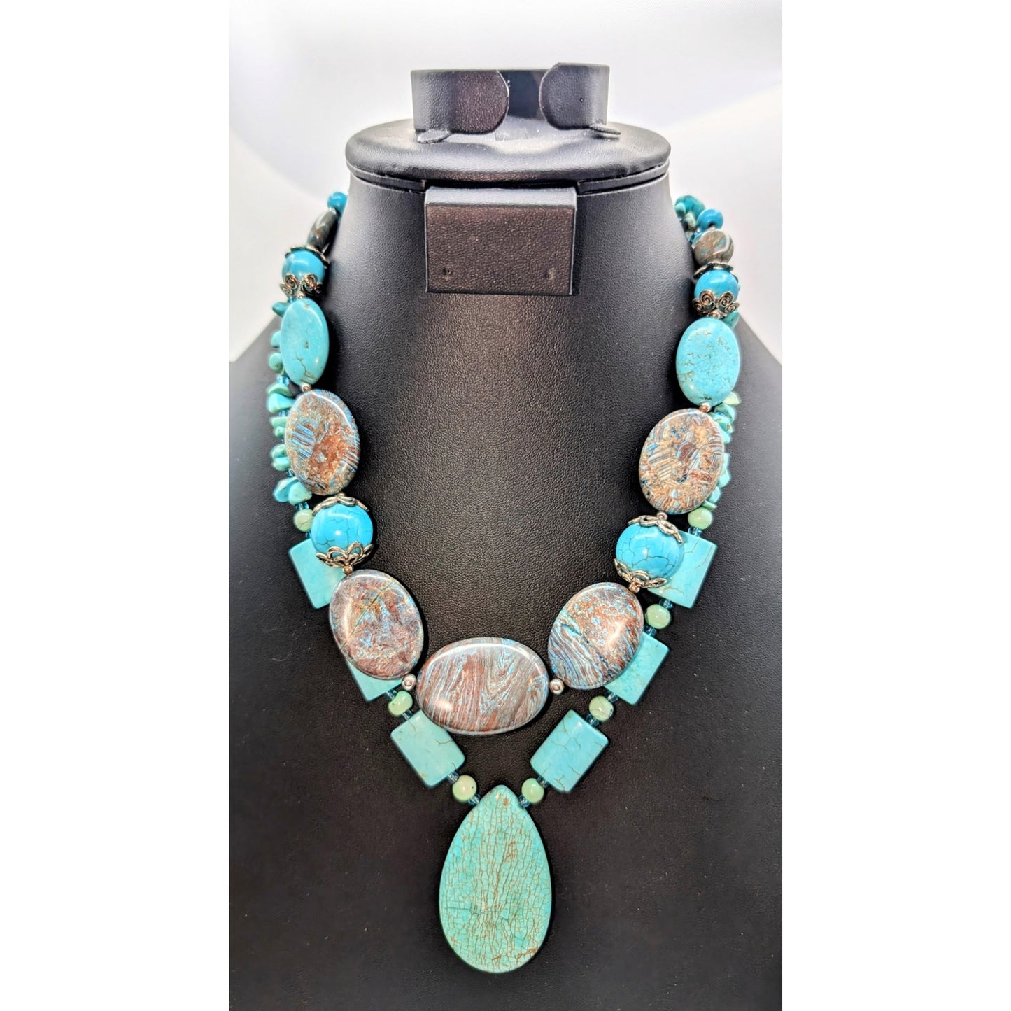 Mixed Lot of Two Blue Stone Necklaces and Six Stone Bracelets