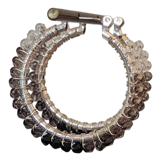 Ombre Crystal Silver Tone Hoop Earrings
