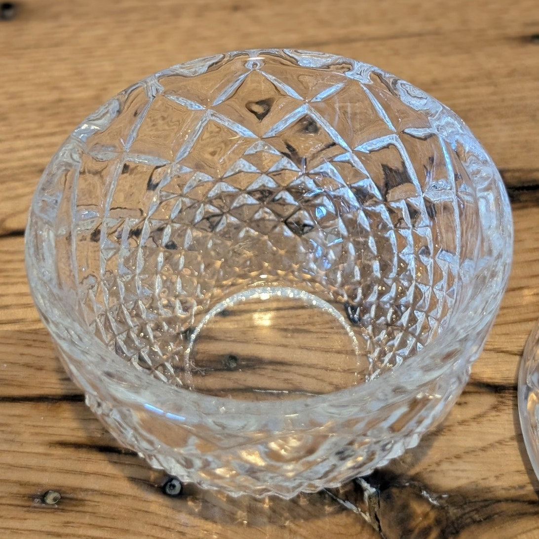 Vintage Diamond Cut Crystal Lidded Mini 3.5" Trinket Keeper