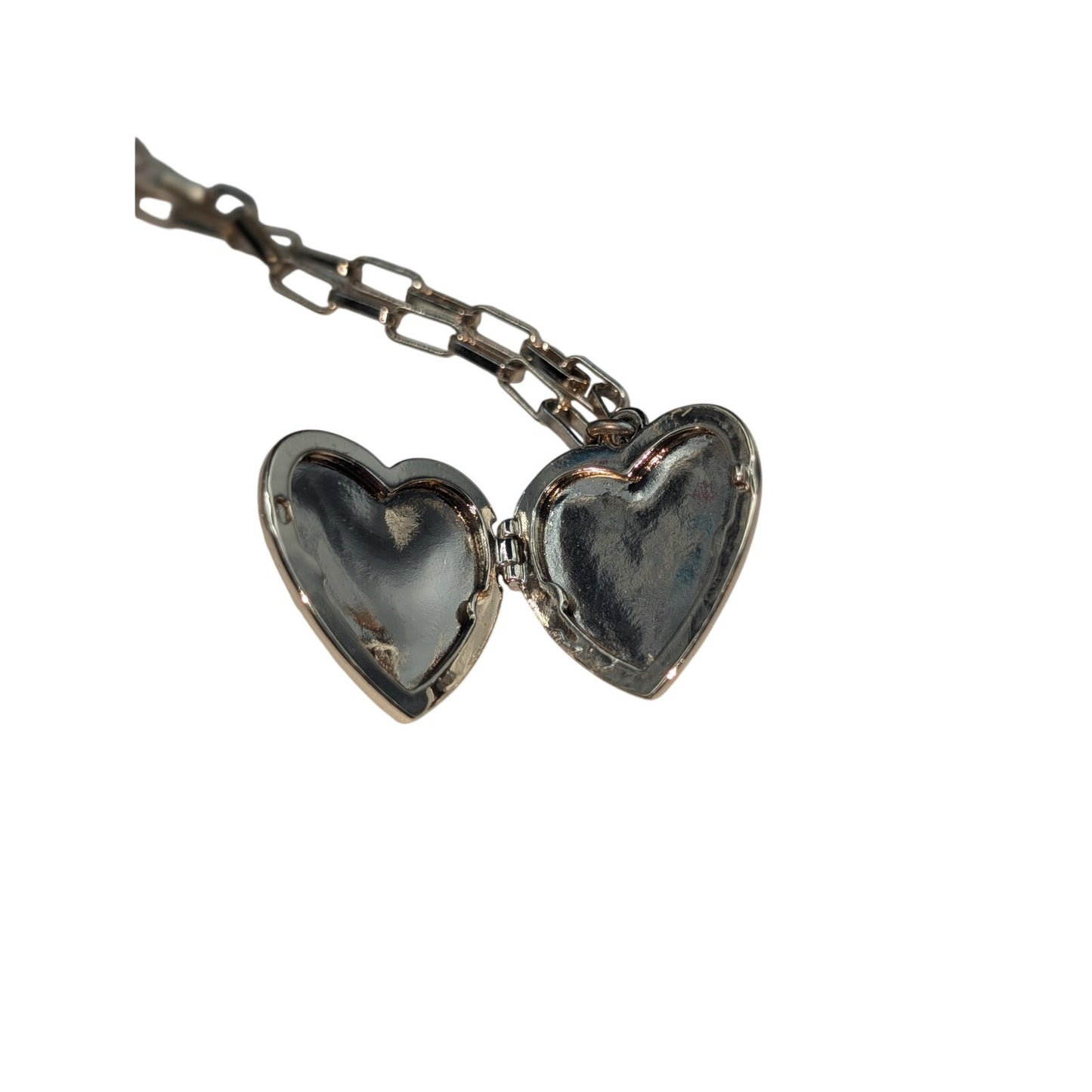 J. Crew Lightly Gold Washed Paper Clip Chain Etched Locket 18" Necklace