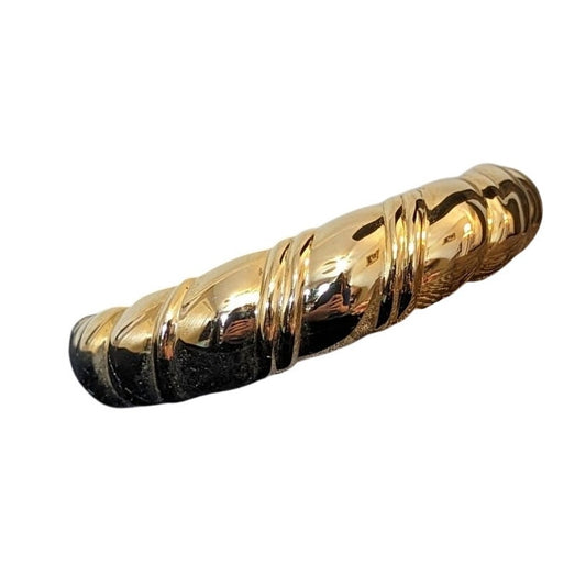 Vintage Double Hinged High Polished Gold Tone Cuff Bracelet