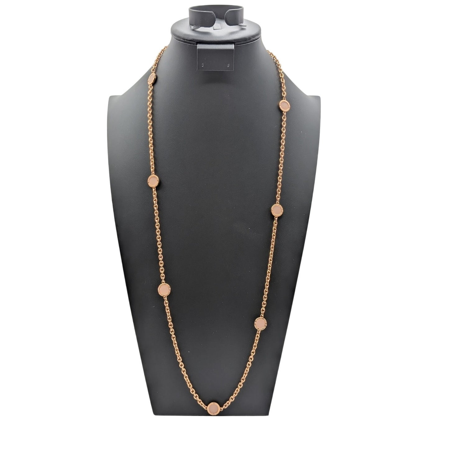 Michael Kors Resin Station Rose Tone Chain 36" Necklace